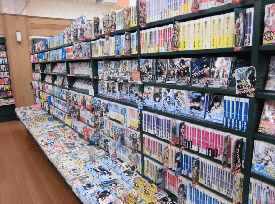 hundreds of light novels in the shelf