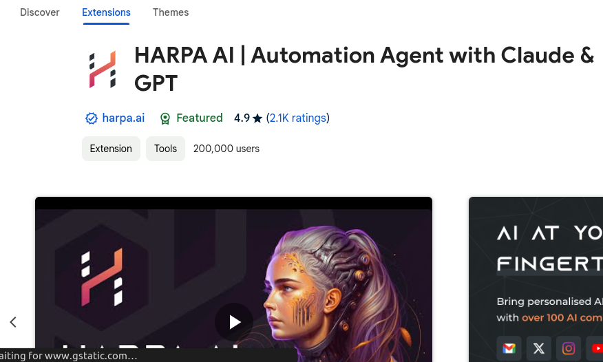 Harpa in chrome store